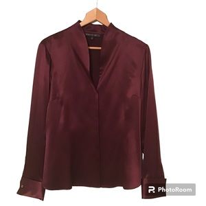 Lafayette 148 New York Burgundy Red Silk Blouse Size 10/Medium